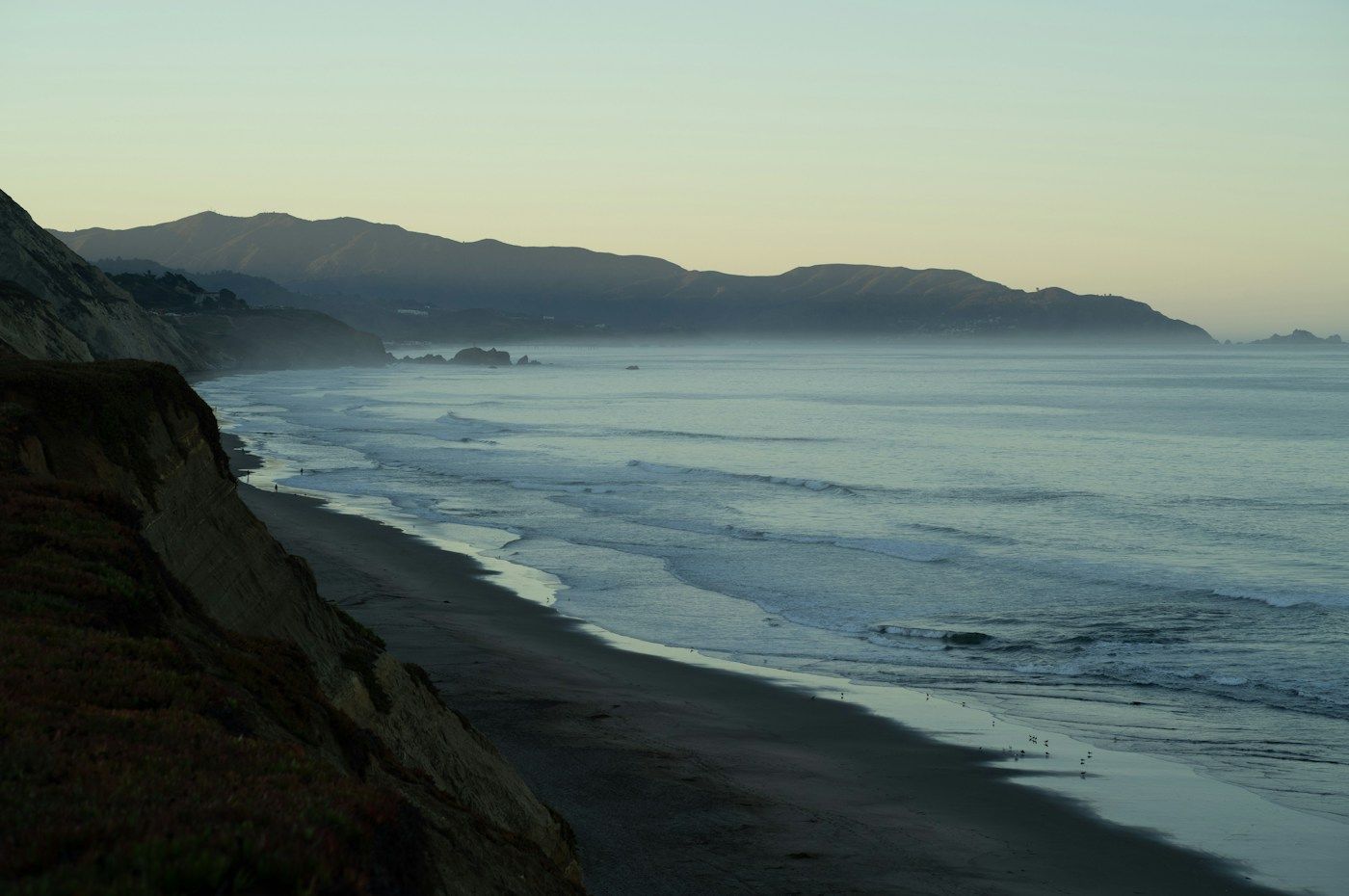 Cliffs above the Pacific at dusk